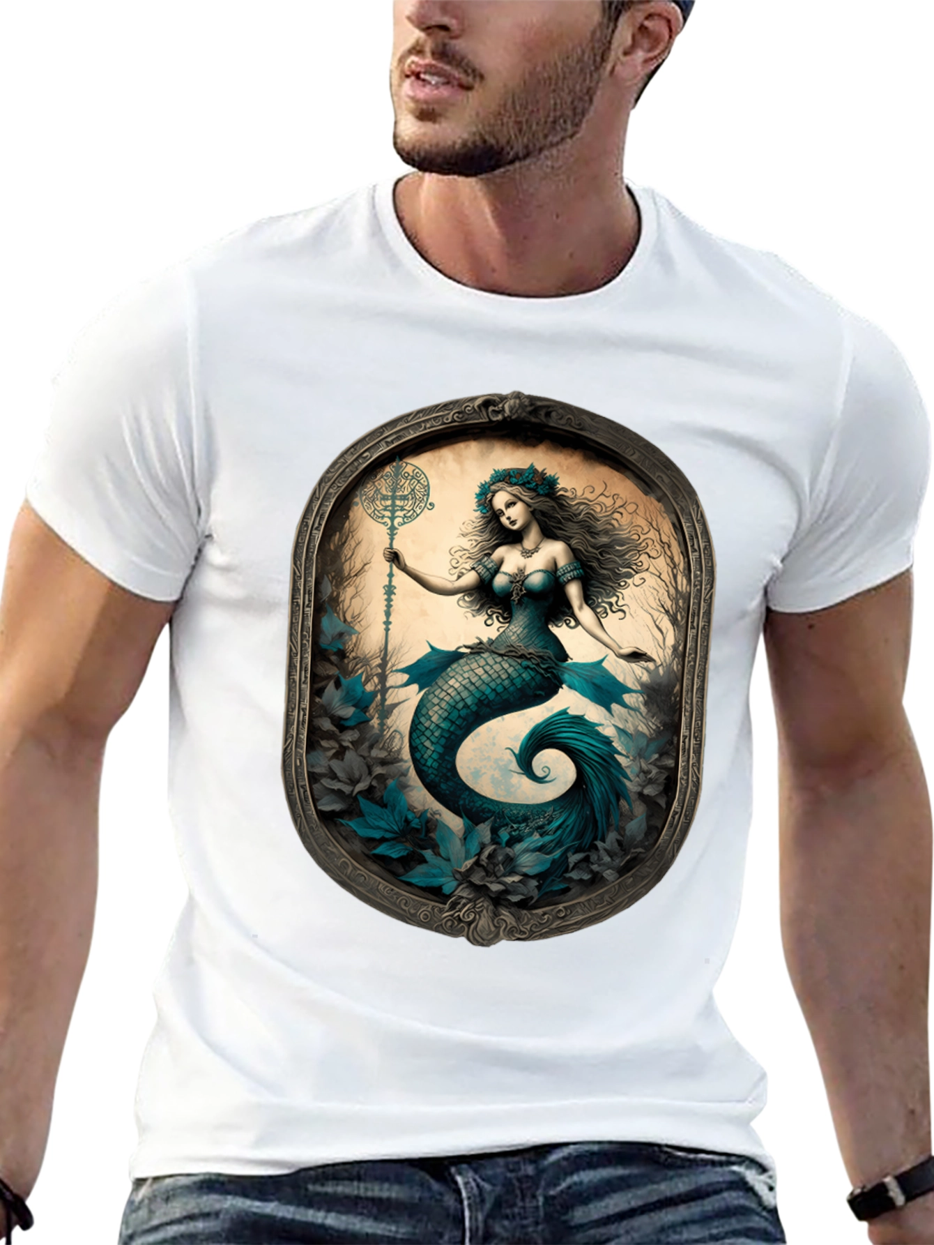 Mermaid Print Tee: Mythical Creature T-Shirt