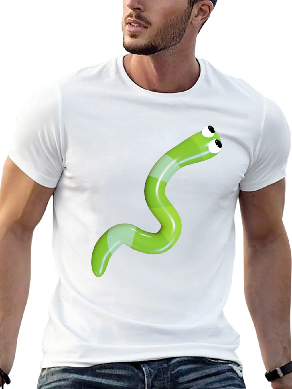 Cartoon Worm Graphic Tee - Fun Casual Style