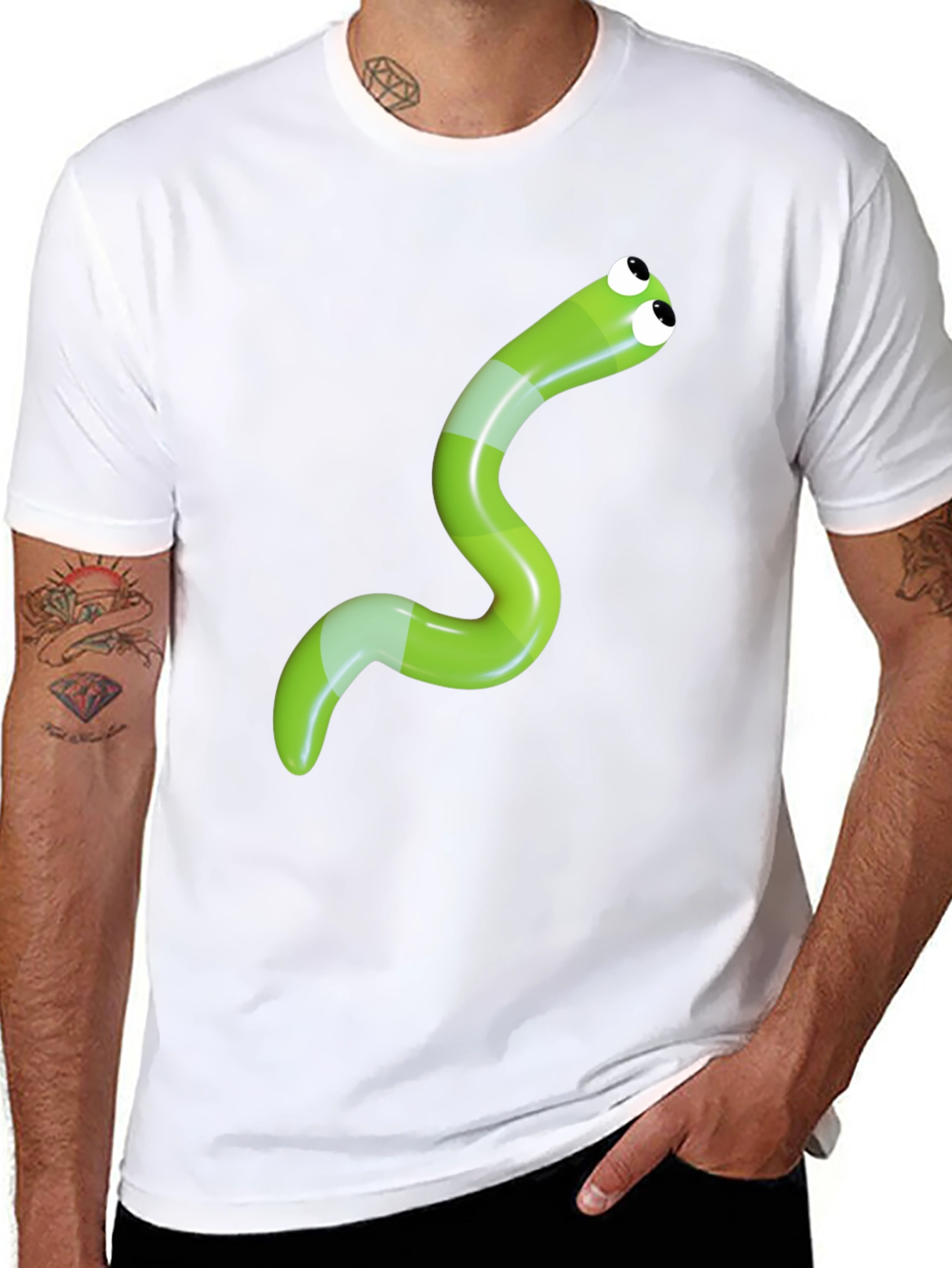 Cartoon Worm Graphic Tee - Fun Casual Style