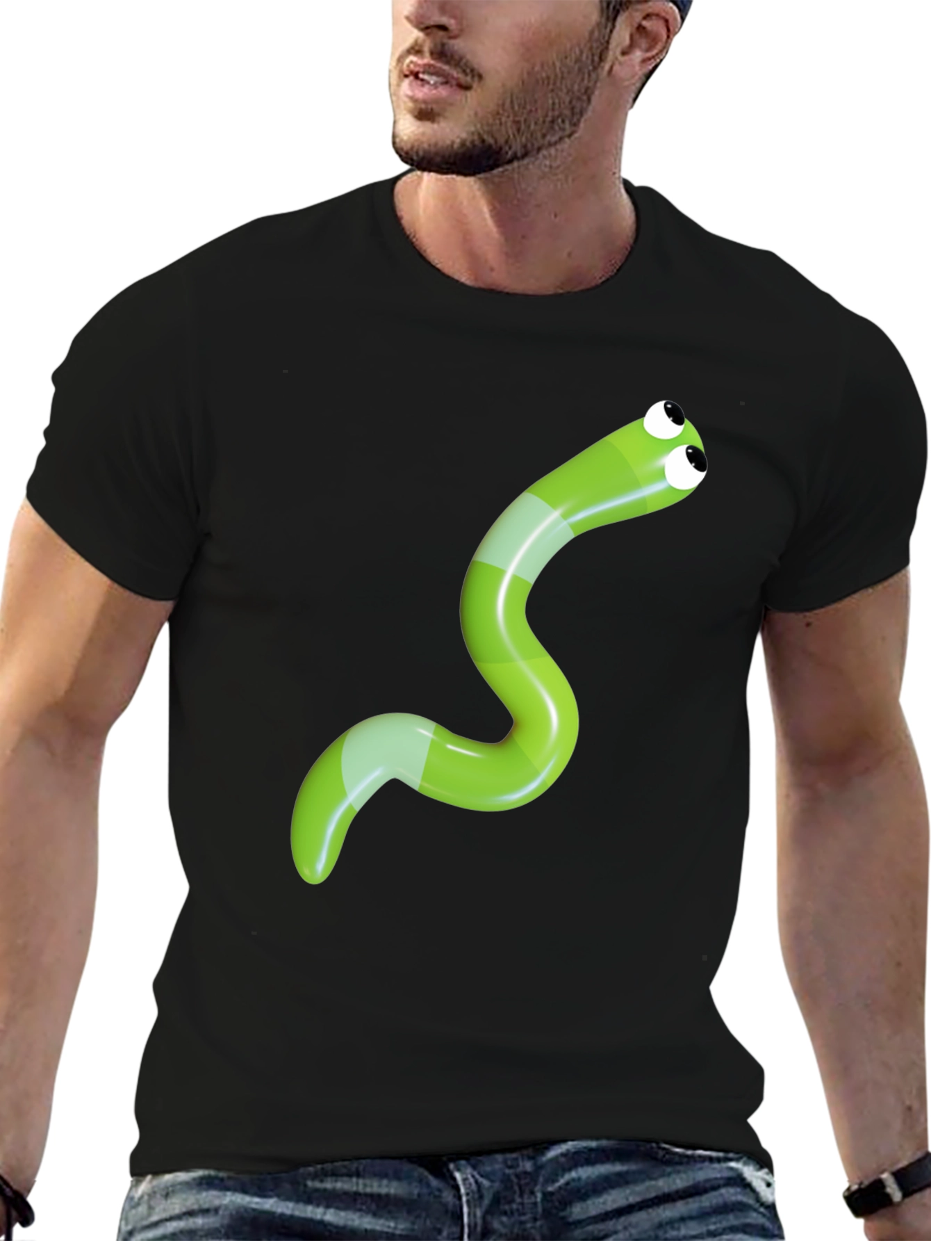 Cartoon Worm Graphic Tee - Fun Casual Style