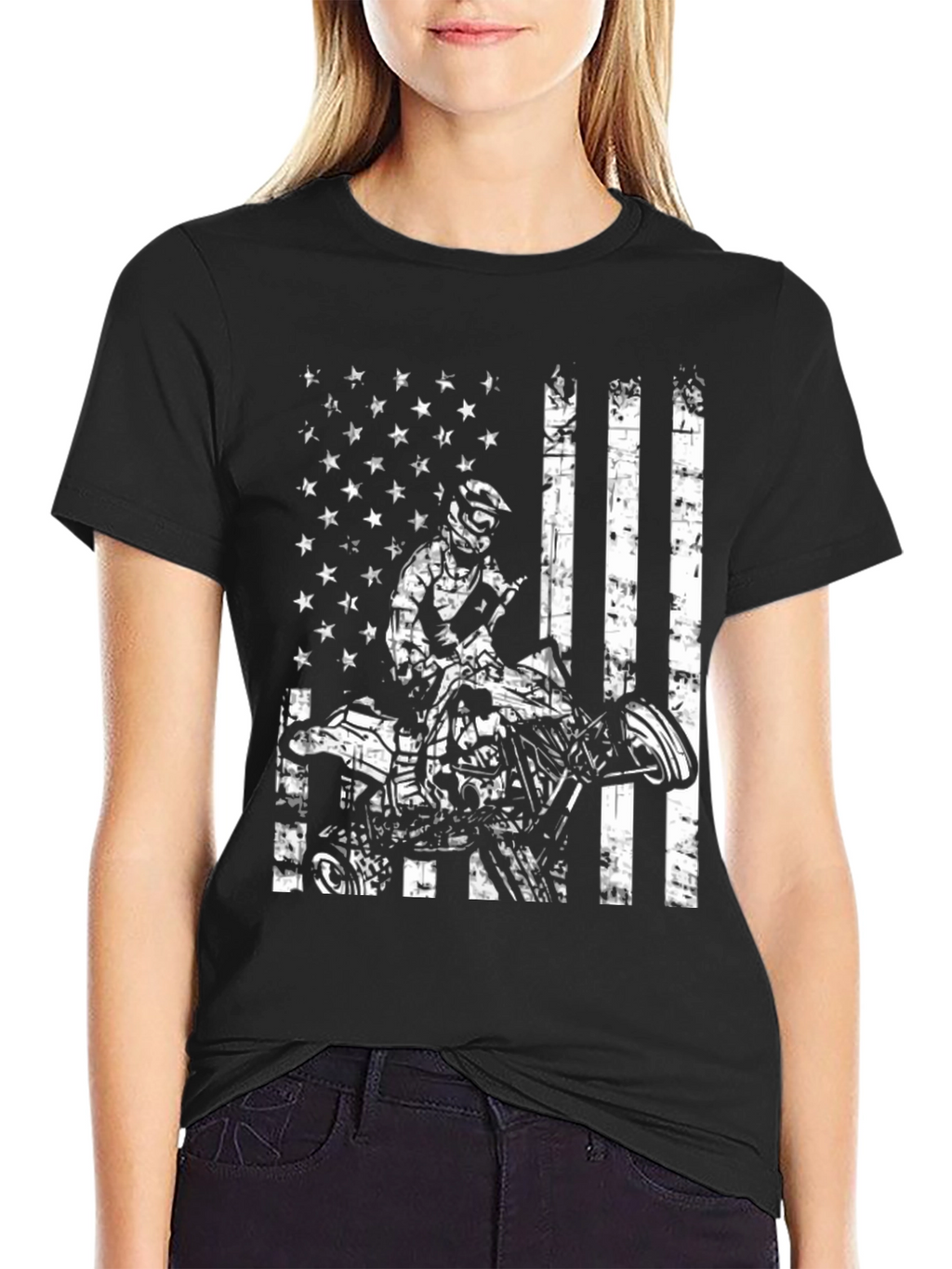 ATV Rider American Flag Graphic Tee