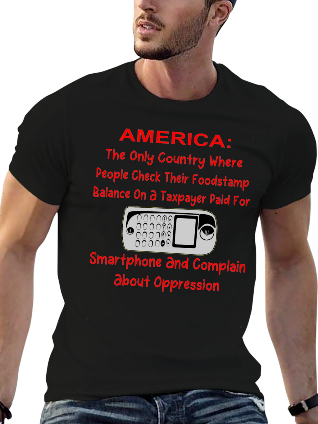 America Smartphone T-Shirt: Taxpayer Humor Tee