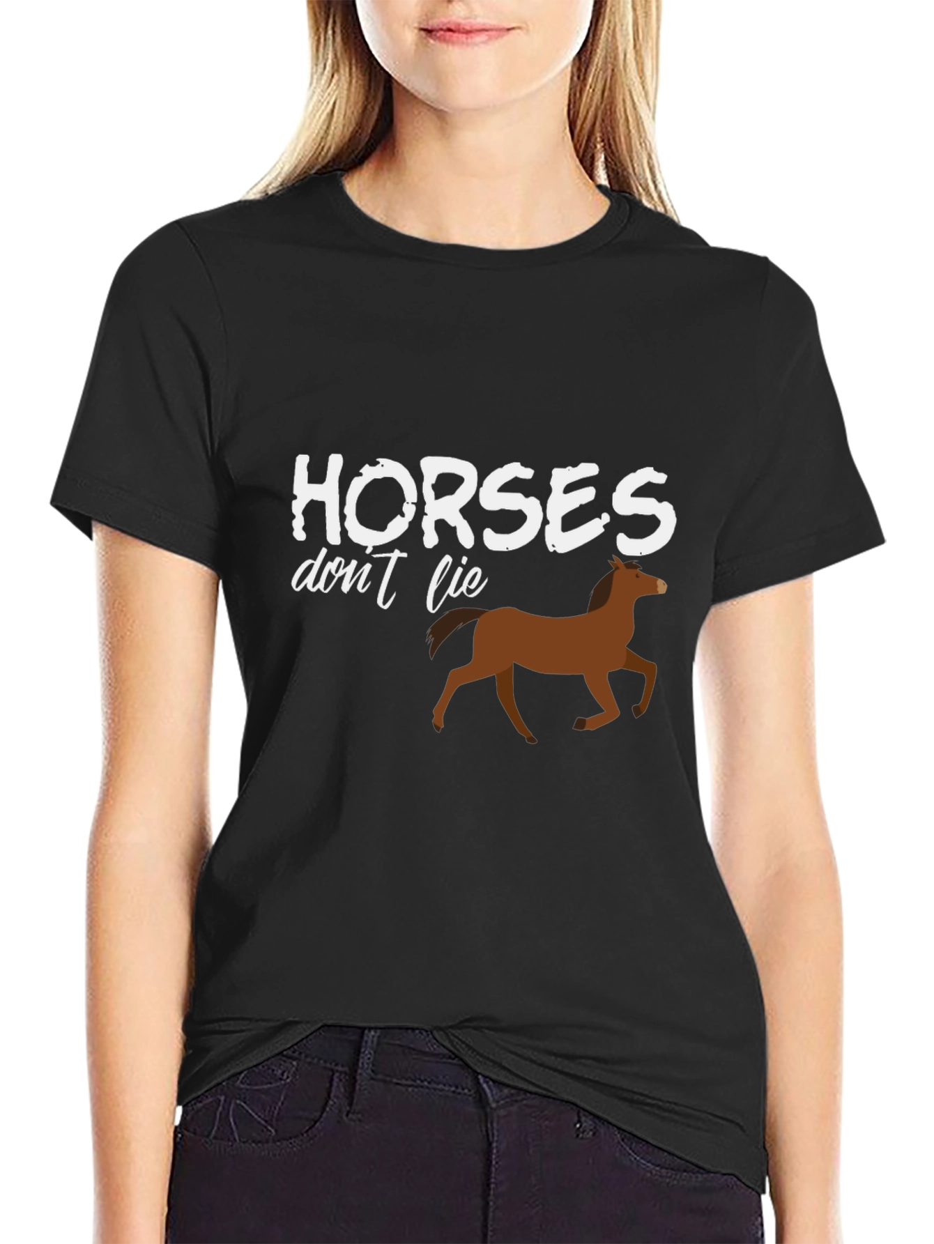 Horses Dont Lie Graphic T-Shirt - Black