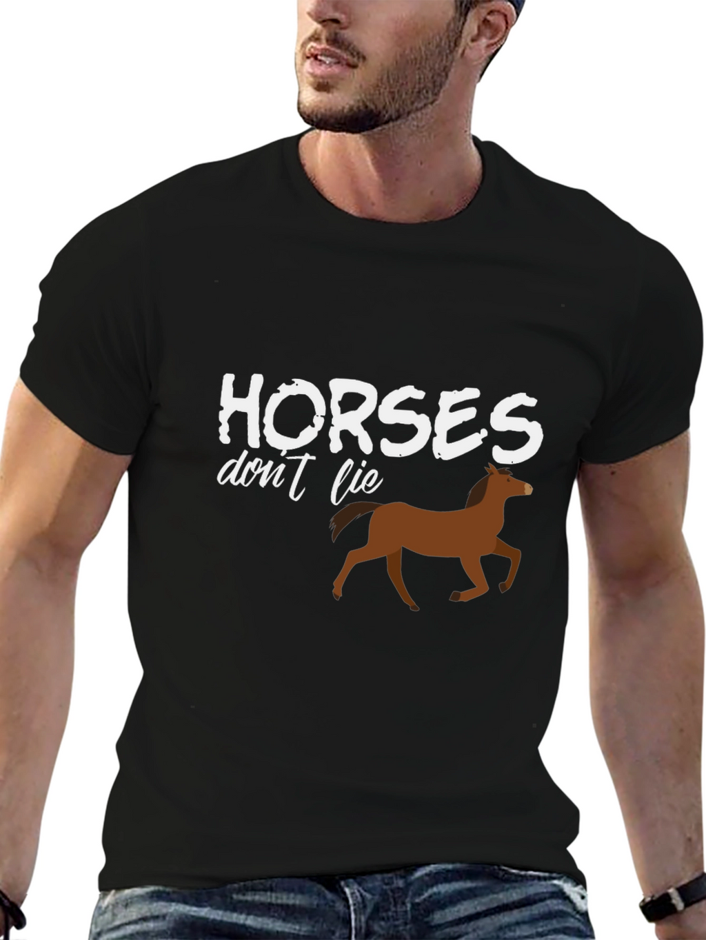 Horses Dont Lie Graphic T-Shirt - Black