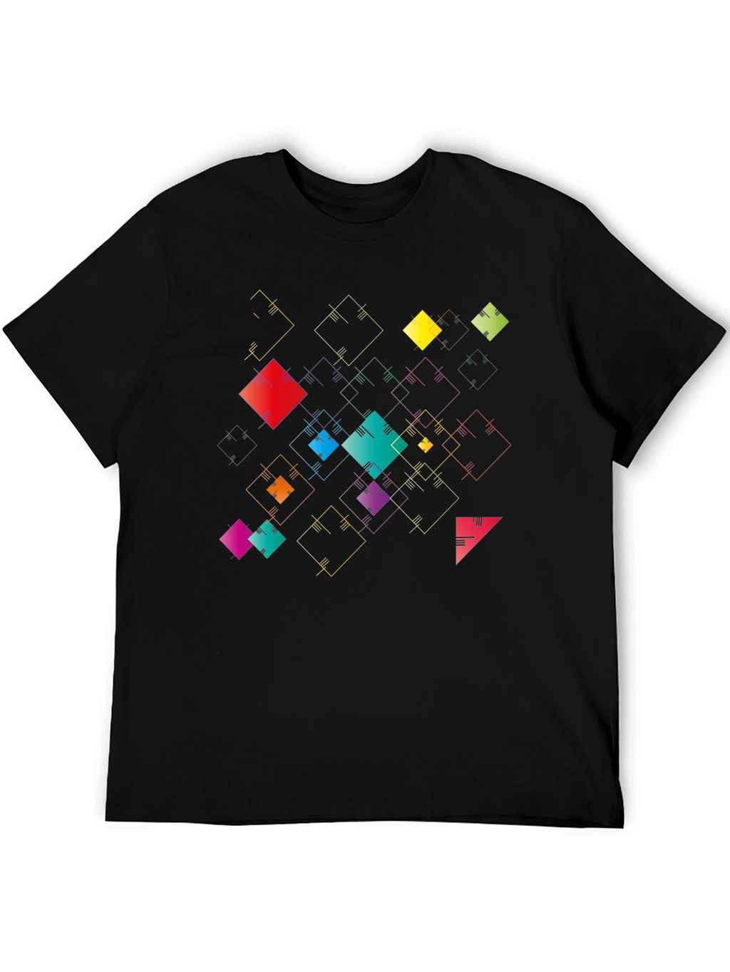 Geometric Squares Black T-Shirt