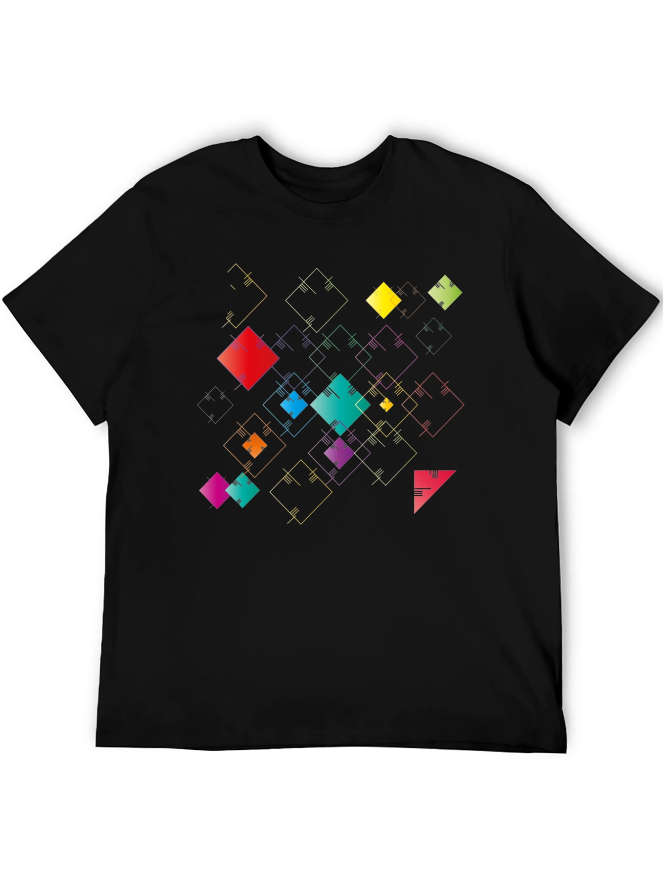Geometric Squares Black T-Shirt