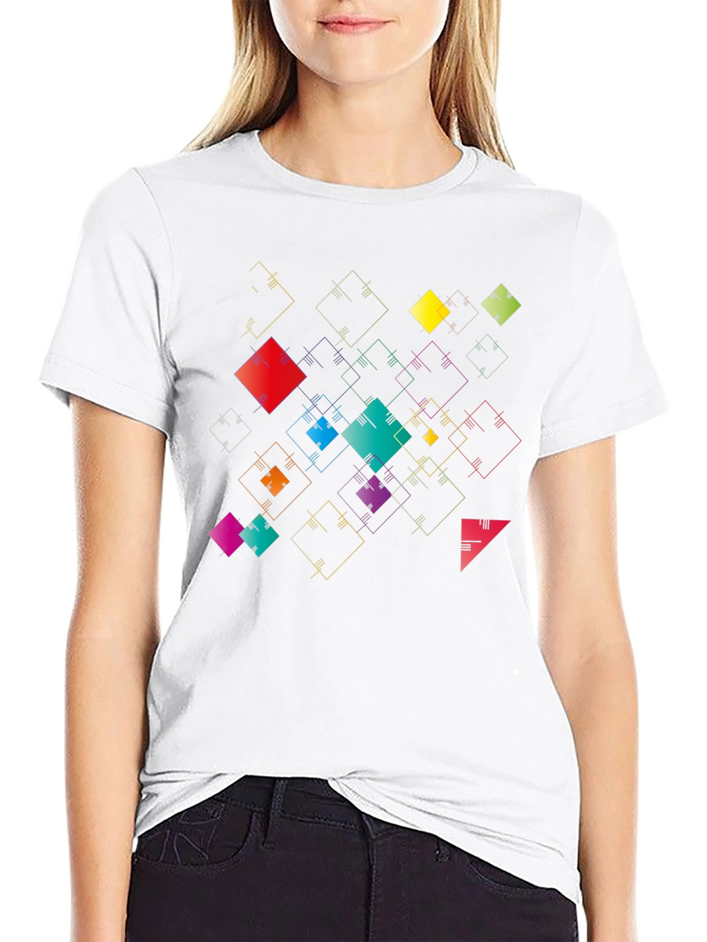 Geometric Squares Black T-Shirt