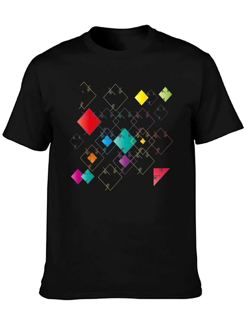 Geometric Squares Black T-Shirt