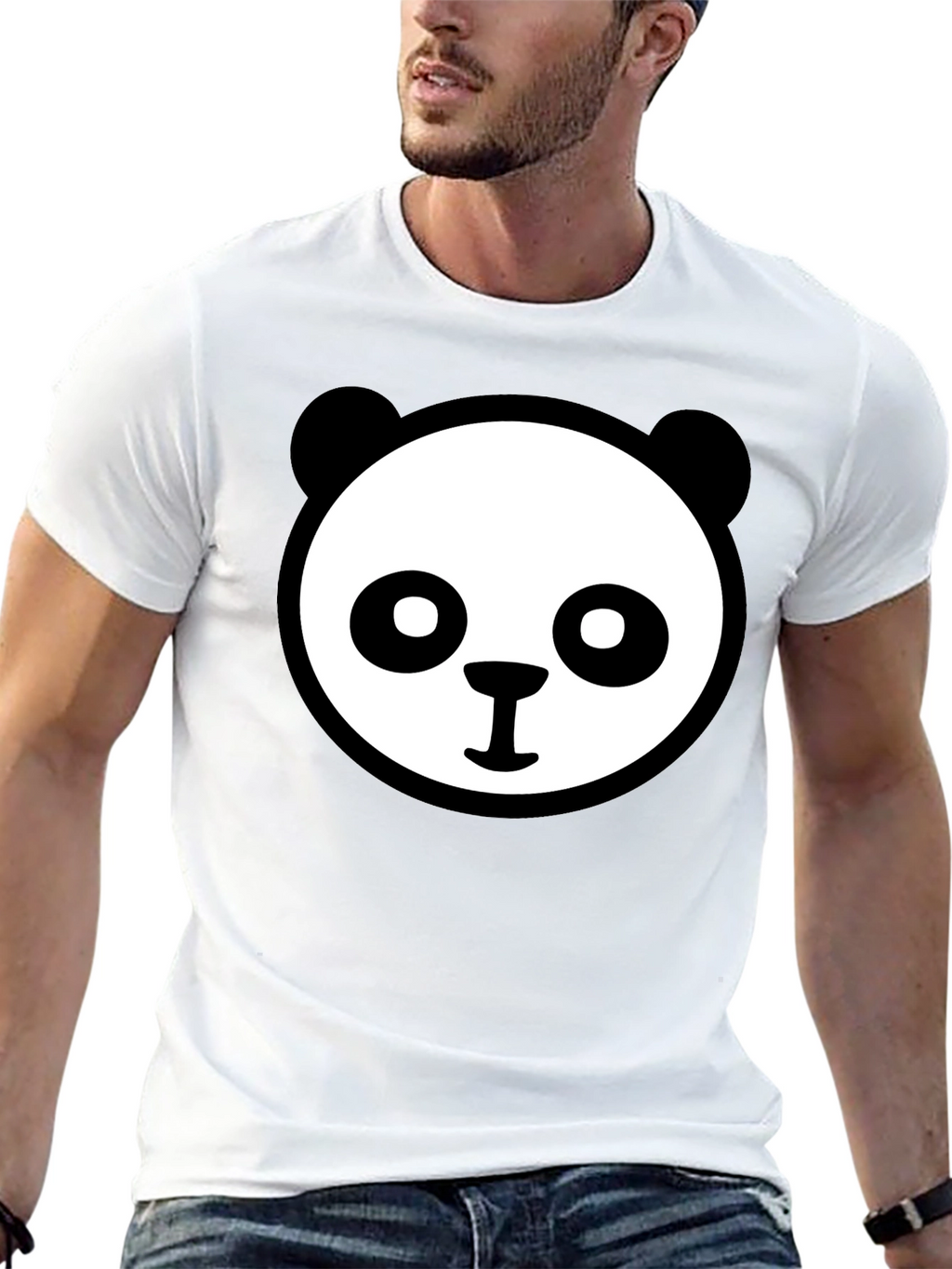 Panda Face Graphic Tee - Cute Black T-Shirt