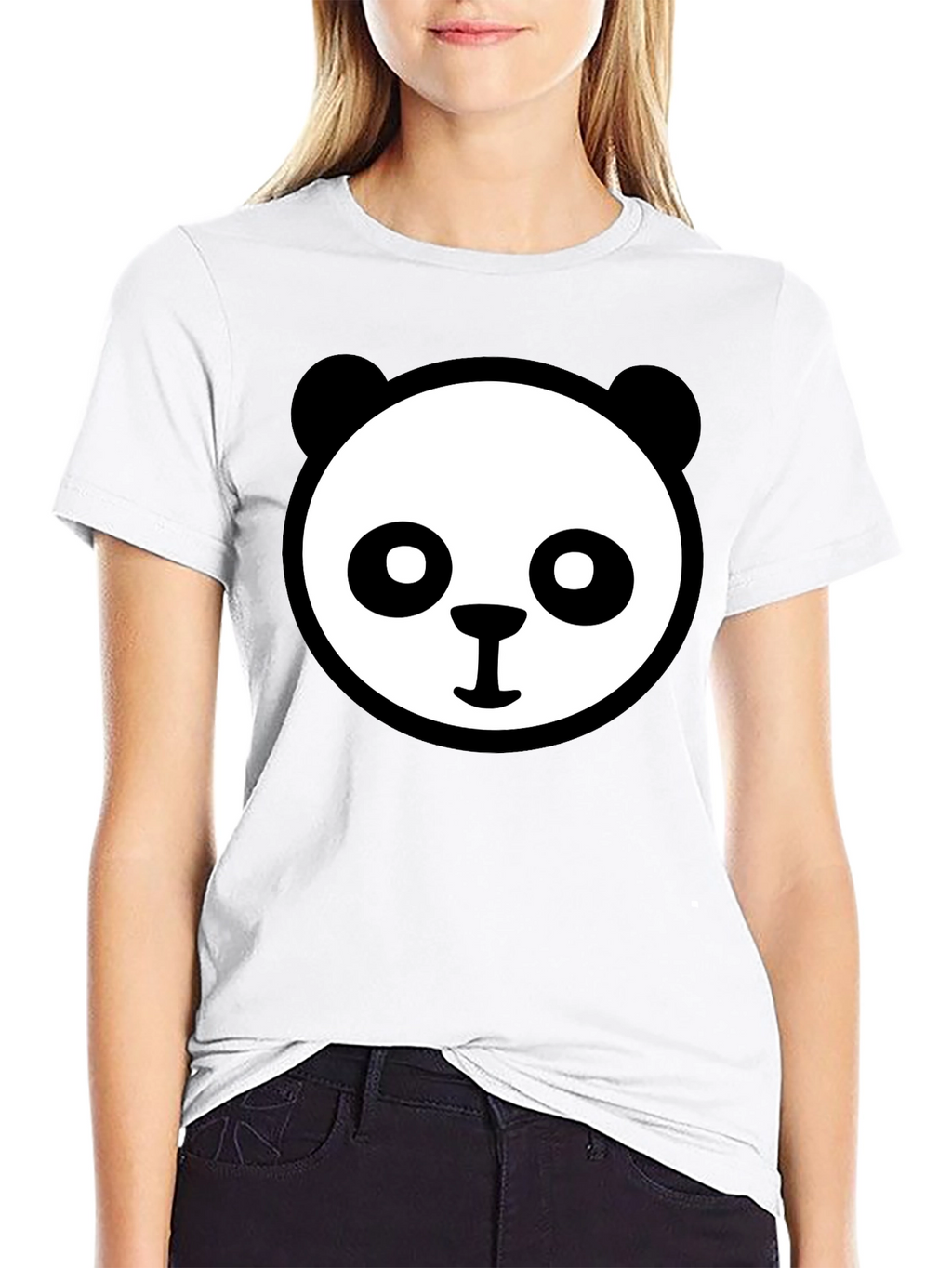 Panda Face Graphic Tee - Cute Black T-Shirt