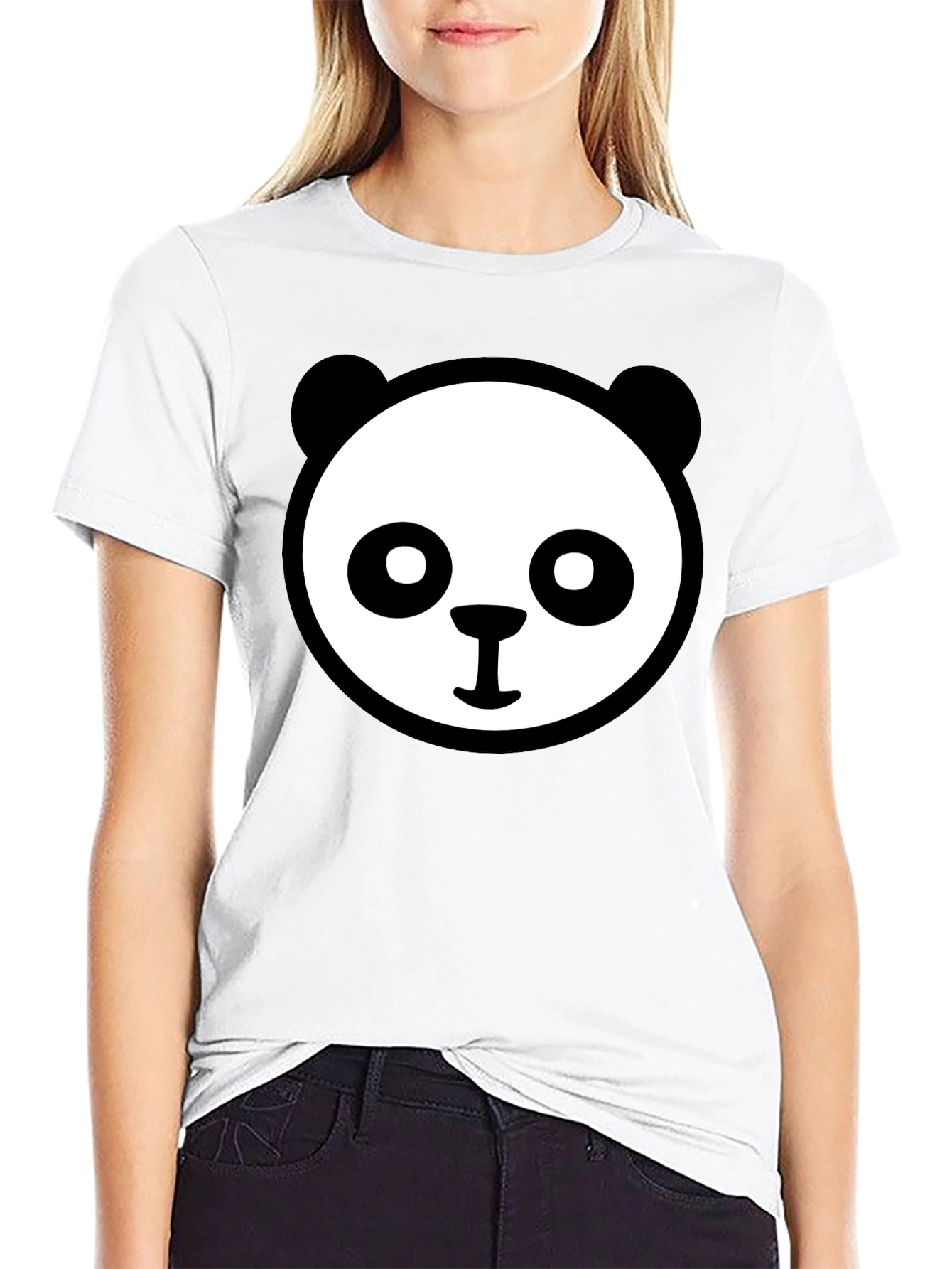 Panda Face Graphic Tee - Cute Black T-Shirt