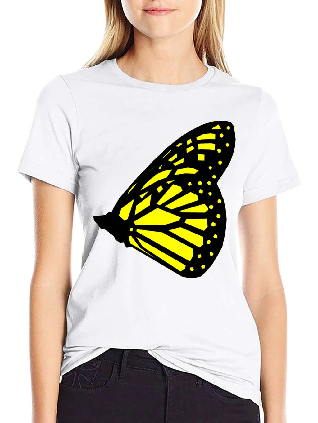 Butterfly Wing Graphic Tee - Black Cotton T-Shirt