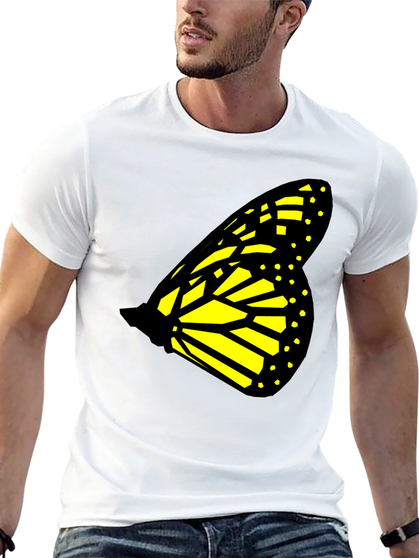 Butterfly Wing Graphic Tee - Black Cotton T-Shirt