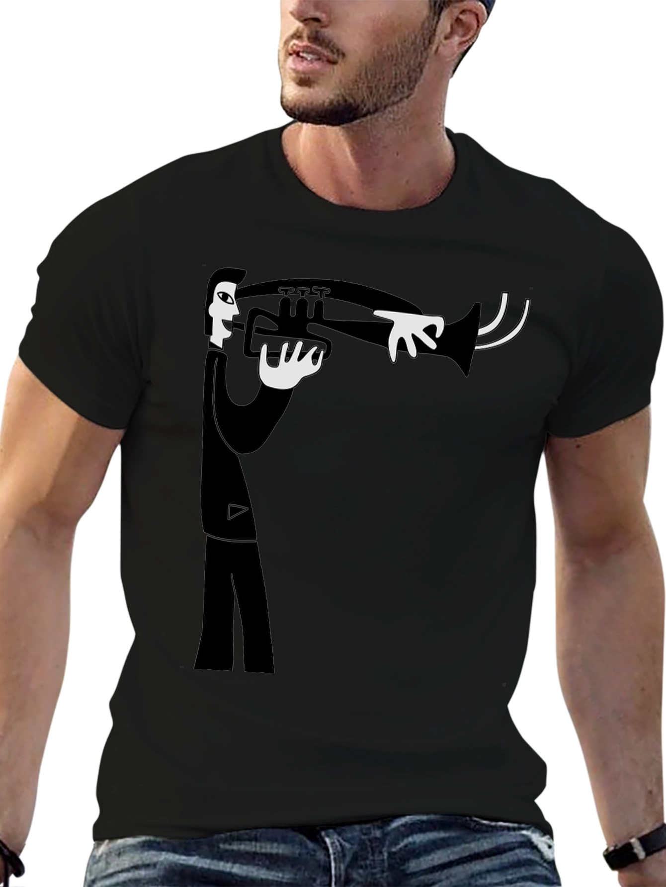 Jazz Musician Graphic T-Shirt - Black Cotton Tee