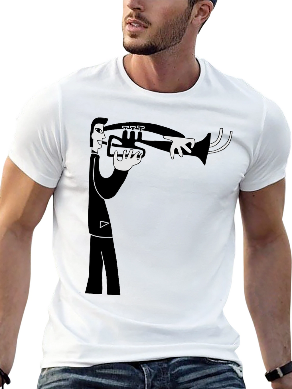 Jazz Musician Graphic T-Shirt - Black Cotton Tee