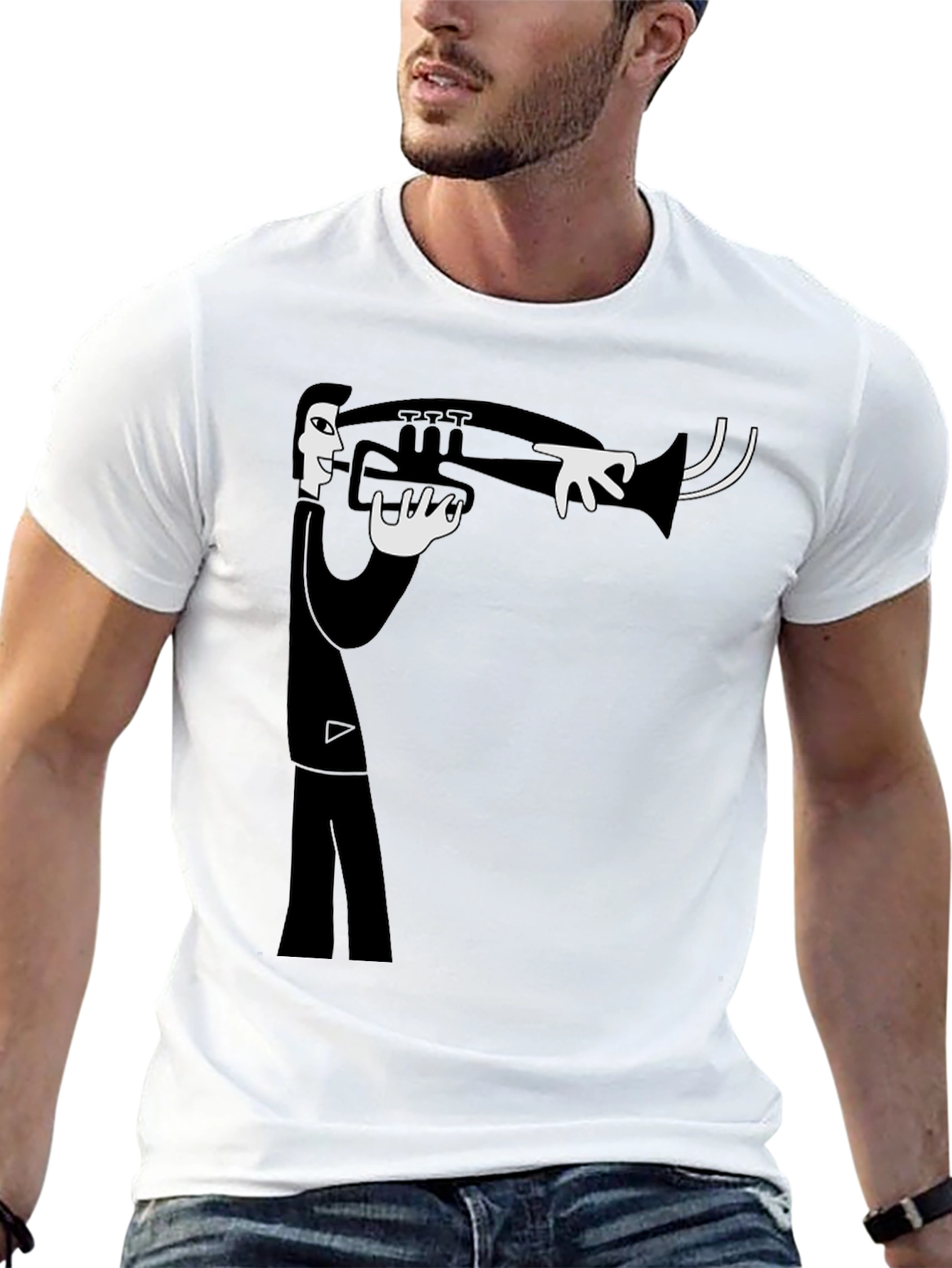 Jazz Musician Graphic T-Shirt - Black Cotton Tee