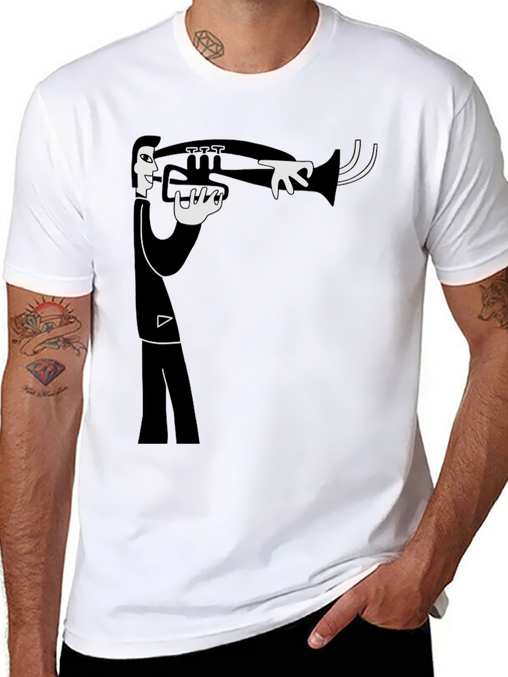 Jazz Musician Graphic T-Shirt - Black Cotton Tee