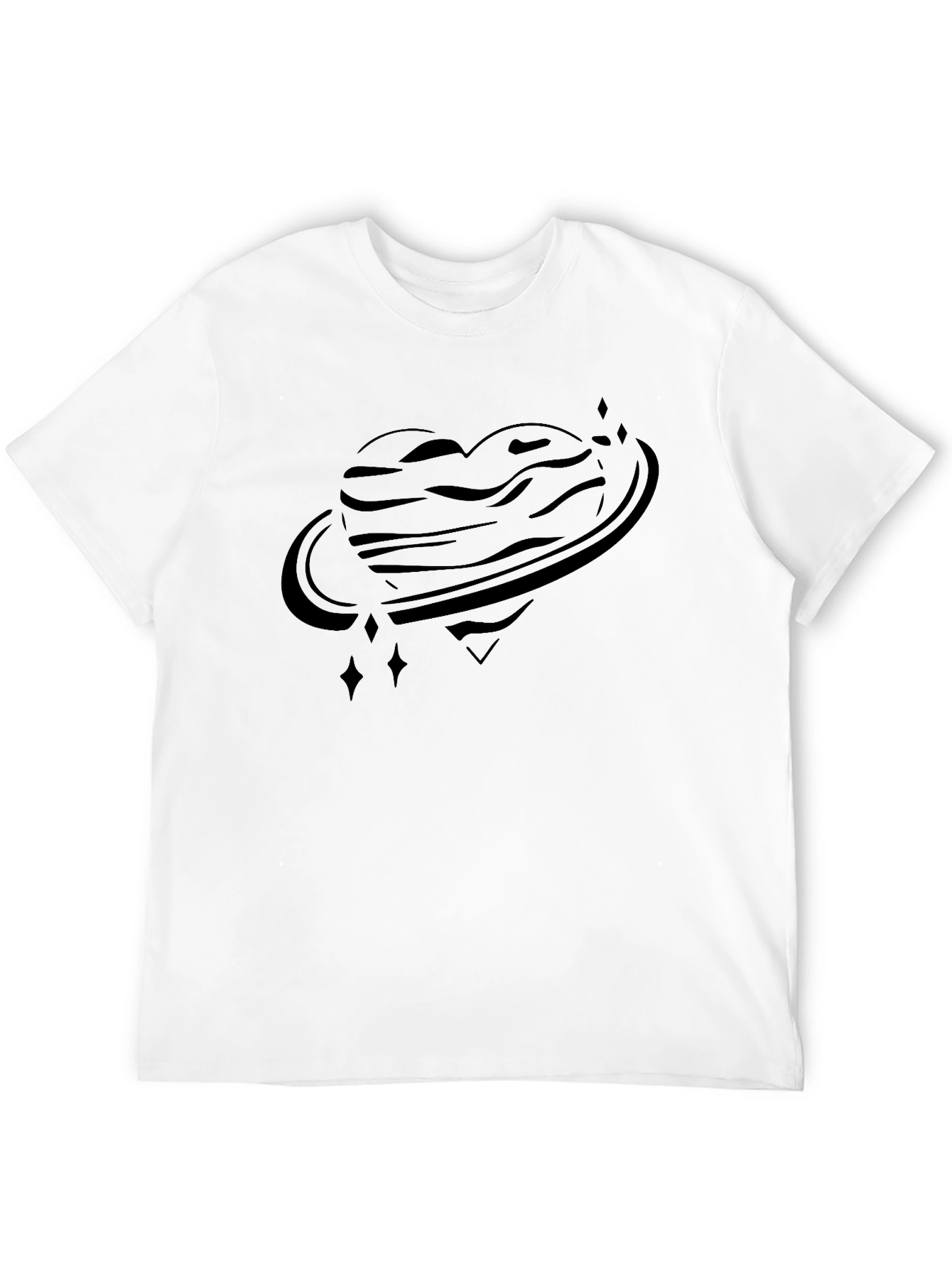 Heart Planet Graphic Tee - Unique Saturn Inspired Design