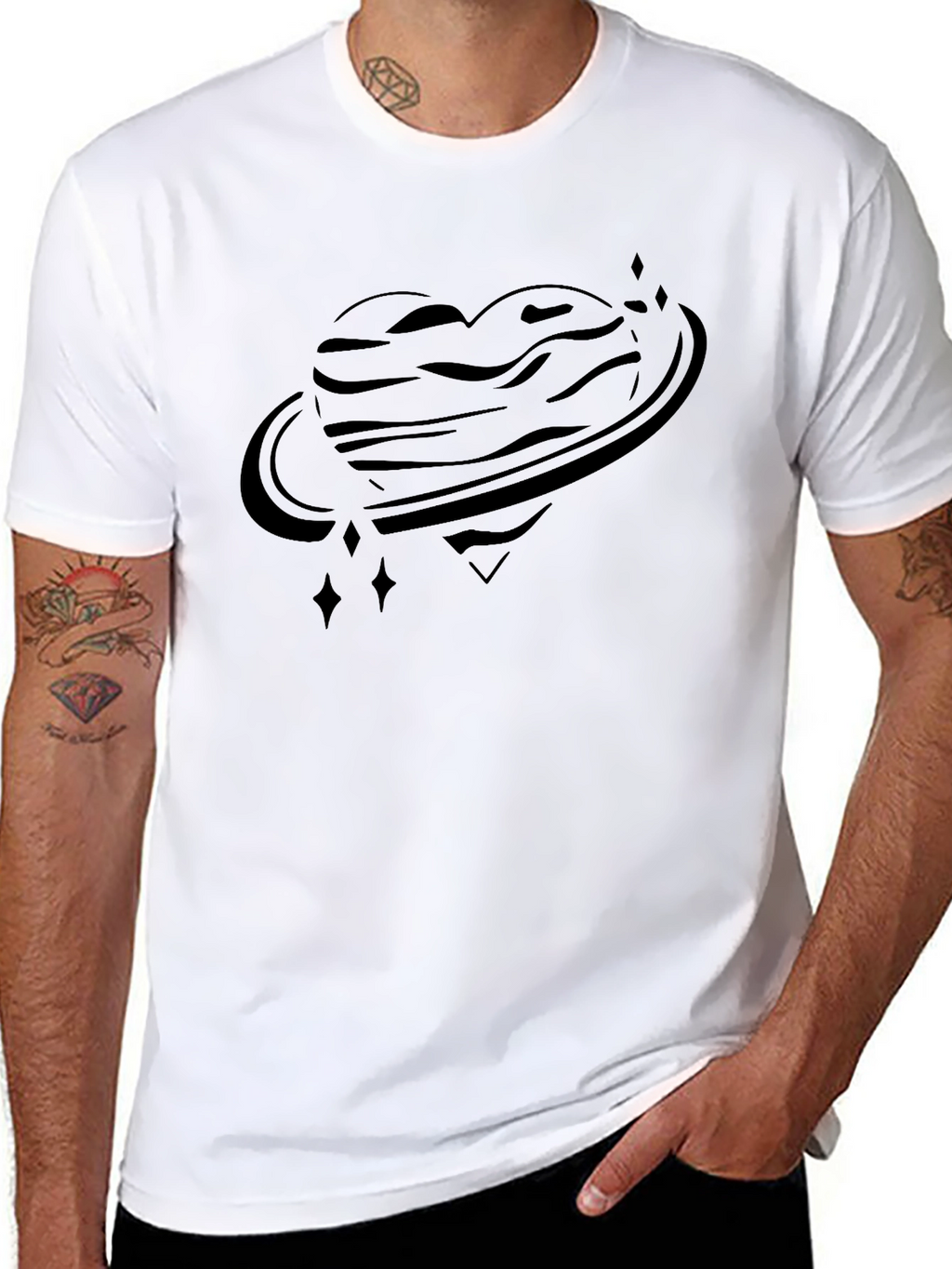 Heart Planet Graphic Tee - Unique Saturn Inspired Design
