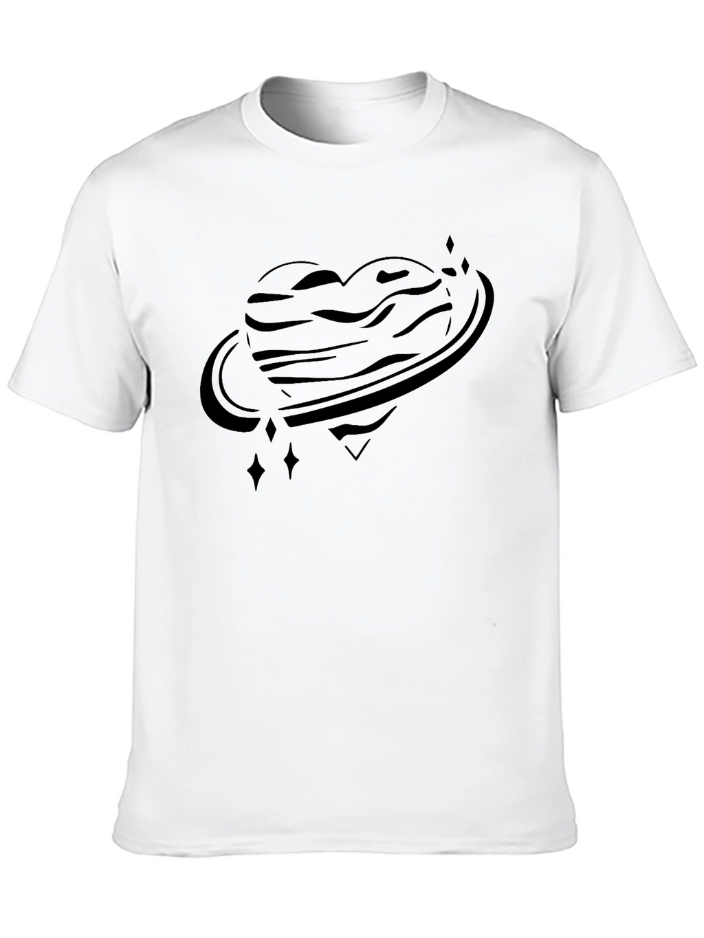 Heart Planet Graphic Tee - Unique Saturn Inspired Design