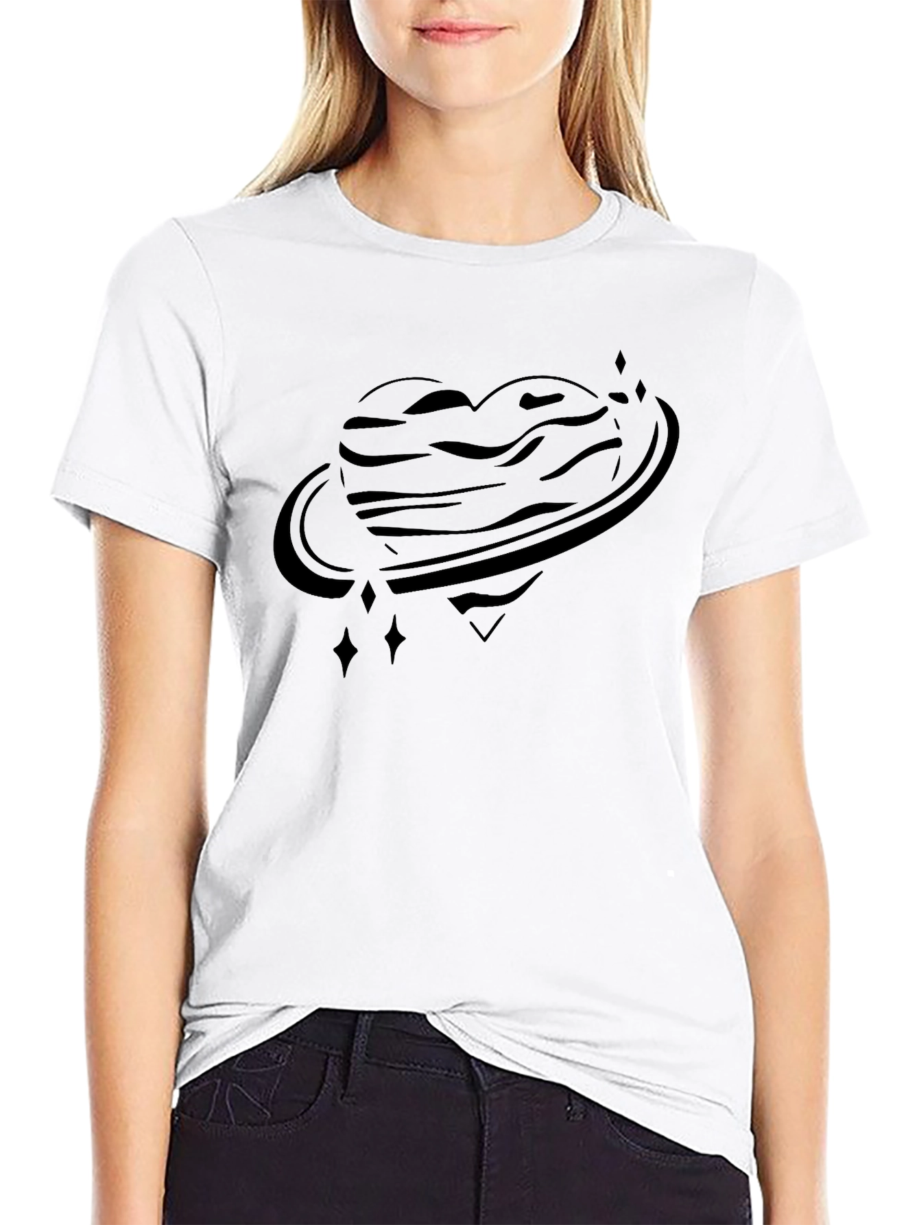 Heart Planet Graphic Tee - Unique Saturn Inspired Design