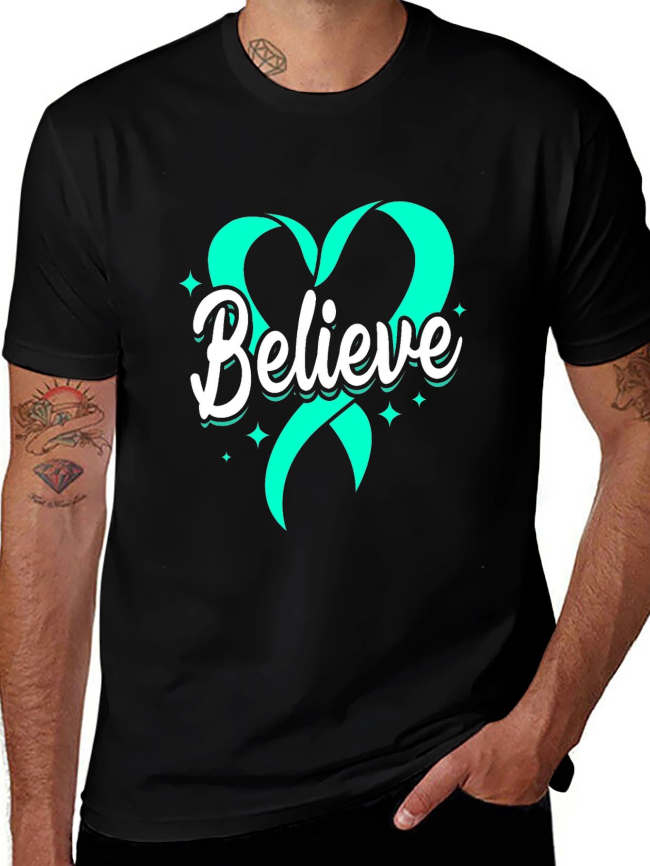 Believe Heart Ribbon Graphic Tee