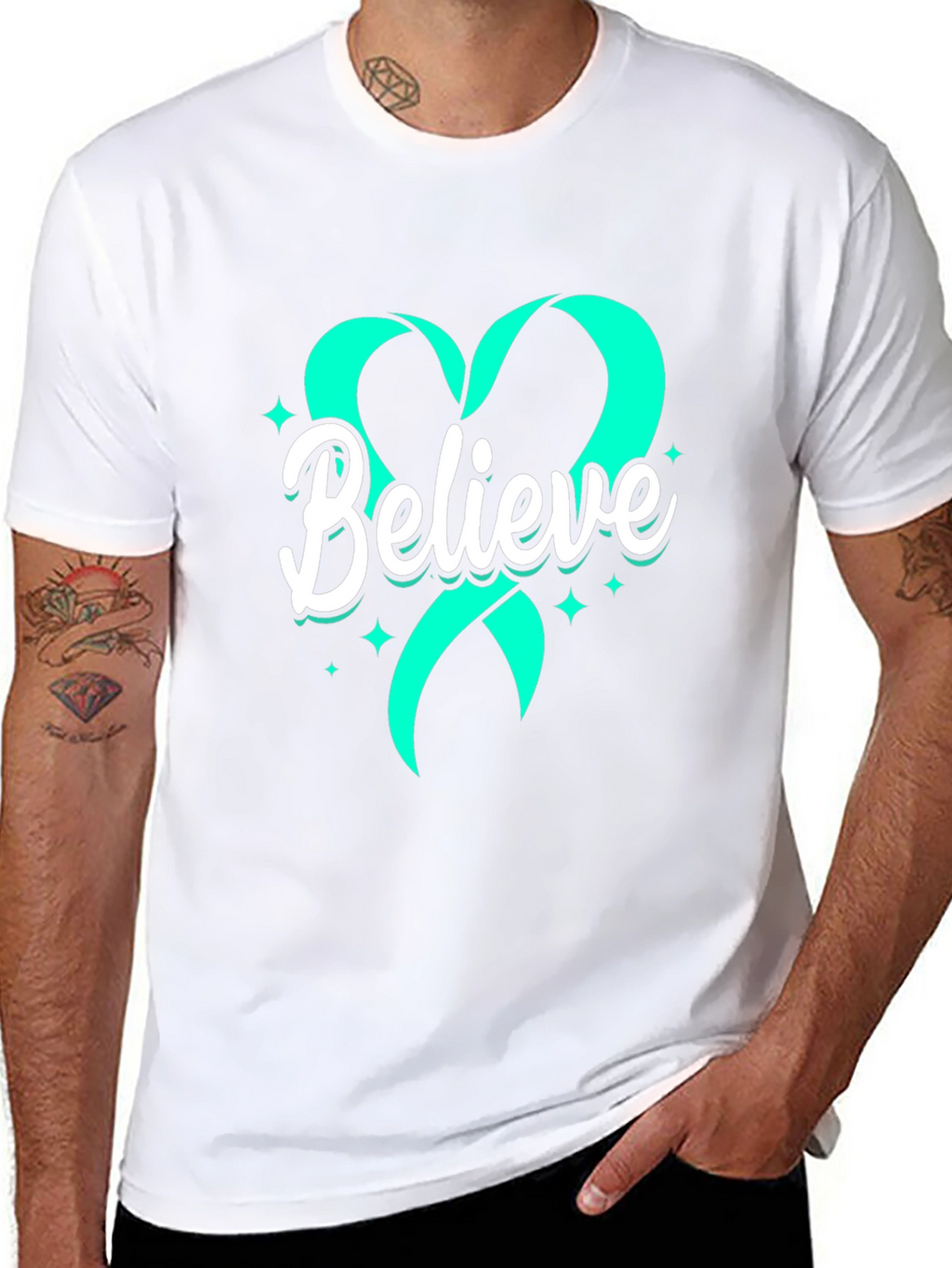 Believe Heart Ribbon Graphic Tee