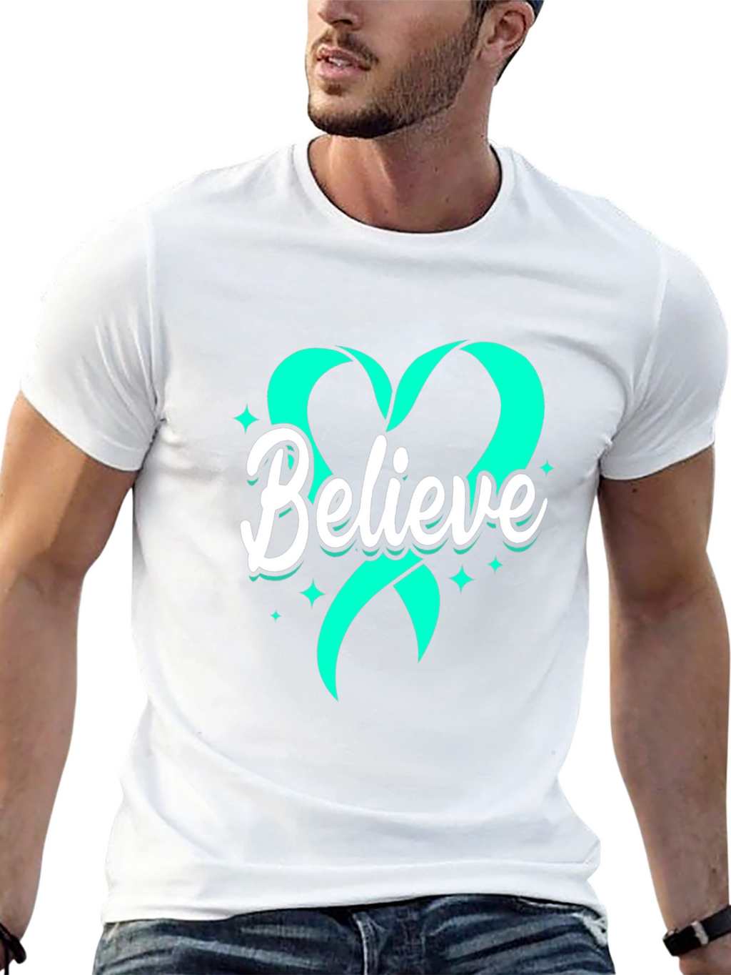 Believe Heart Ribbon Graphic Tee