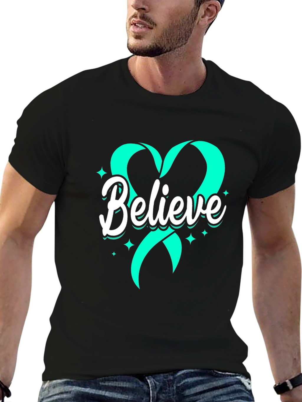 Believe Heart Ribbon Graphic Tee