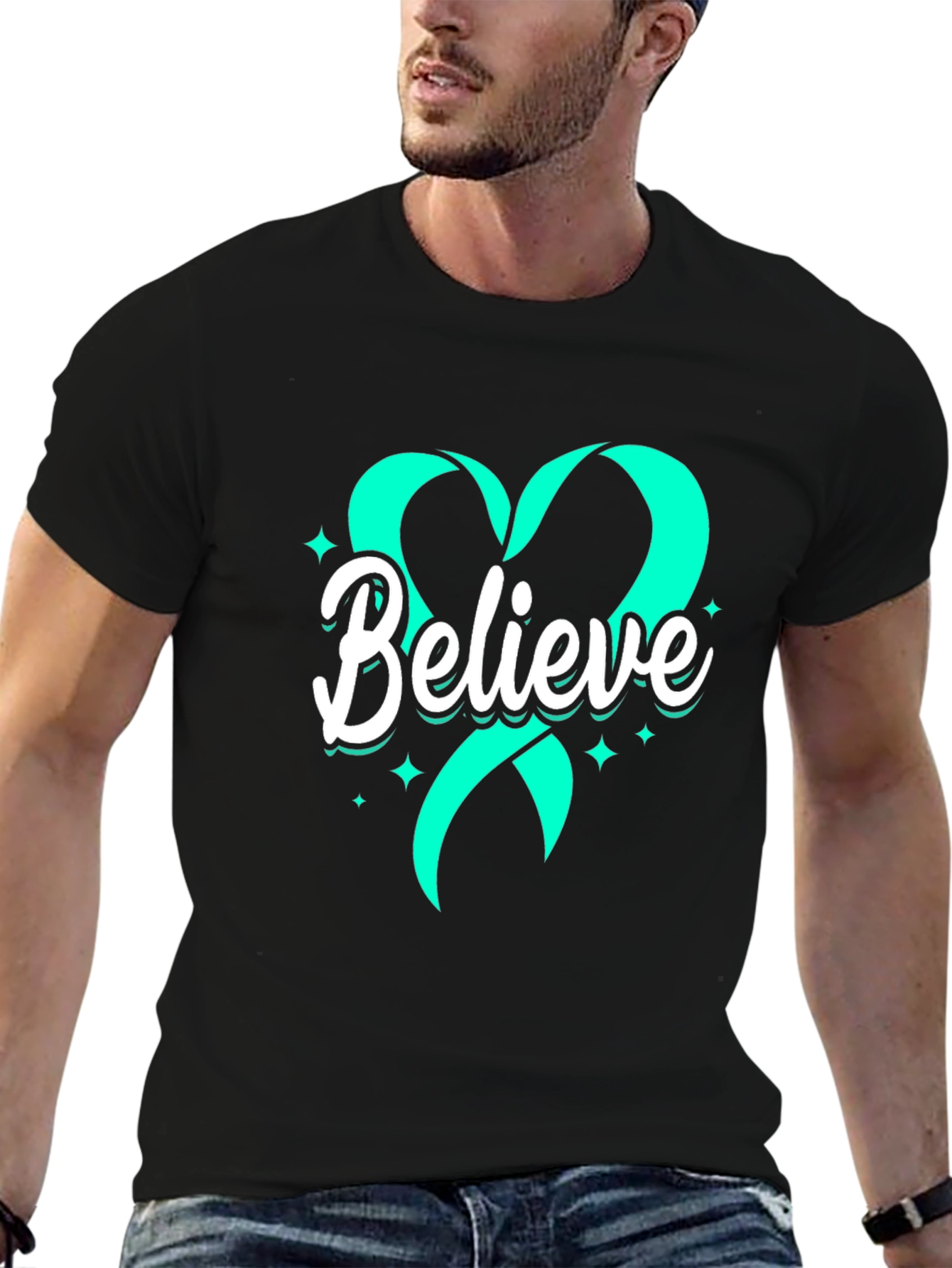Believe Heart Ribbon Graphic Tee