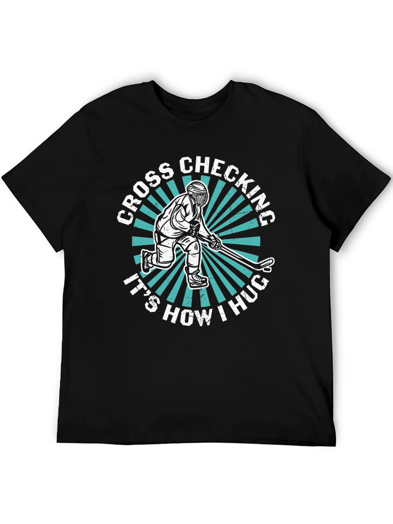 Cross Checking Hockey Hug T-Shirt - Sporty Graphic Tee