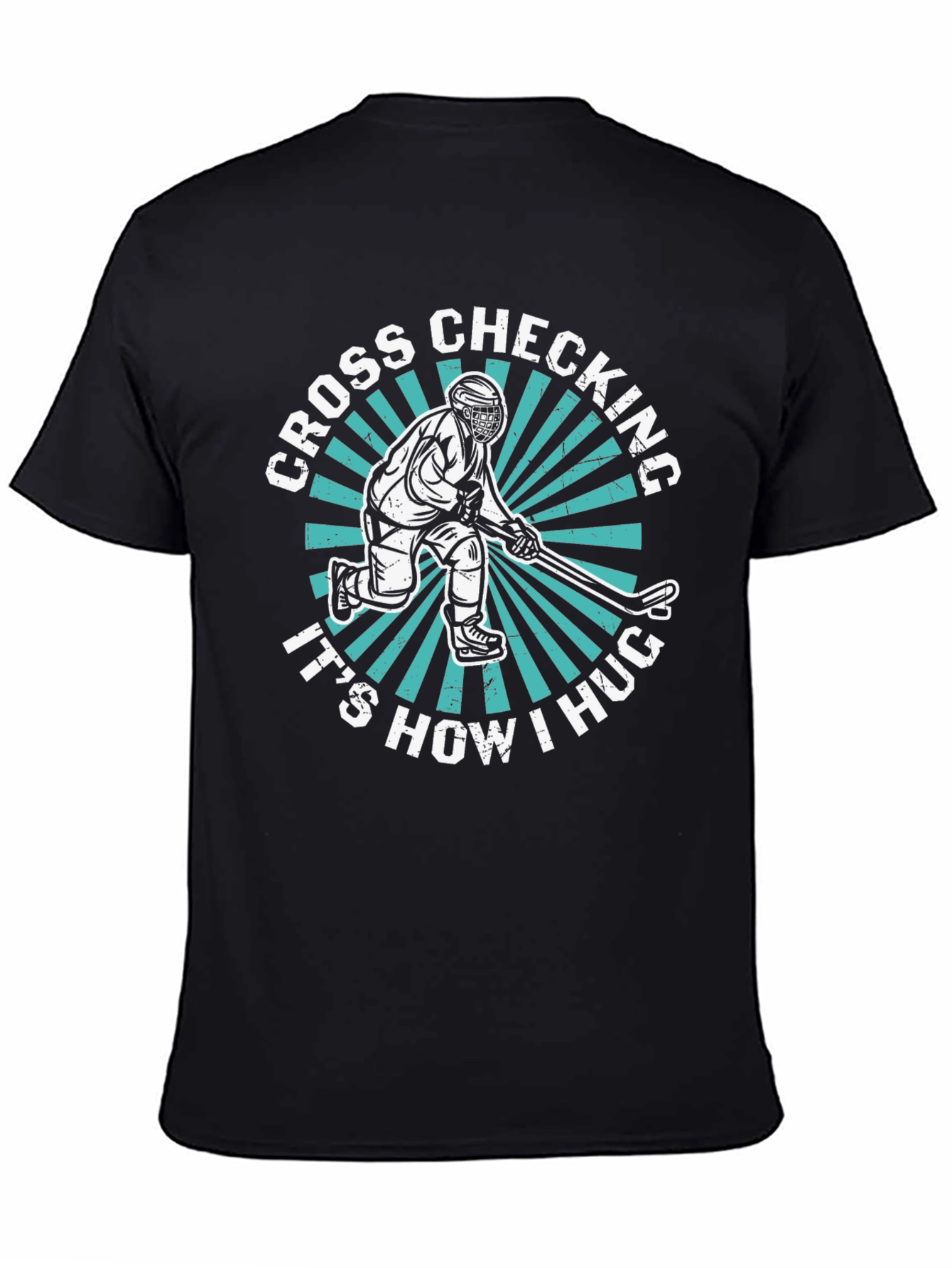 Cross Checking Hockey Hug T-Shirt - Sporty Graphic Tee