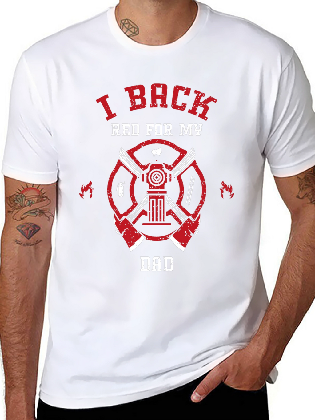 I Back Red For My Dad Firefighter T-Shirt
