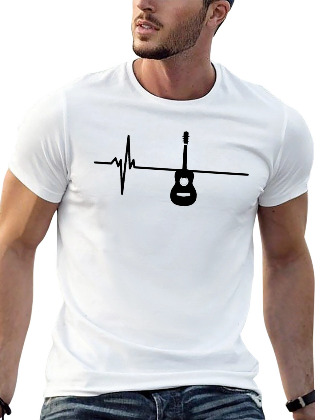 Guitar Heartbeat Graphic T-Shirt