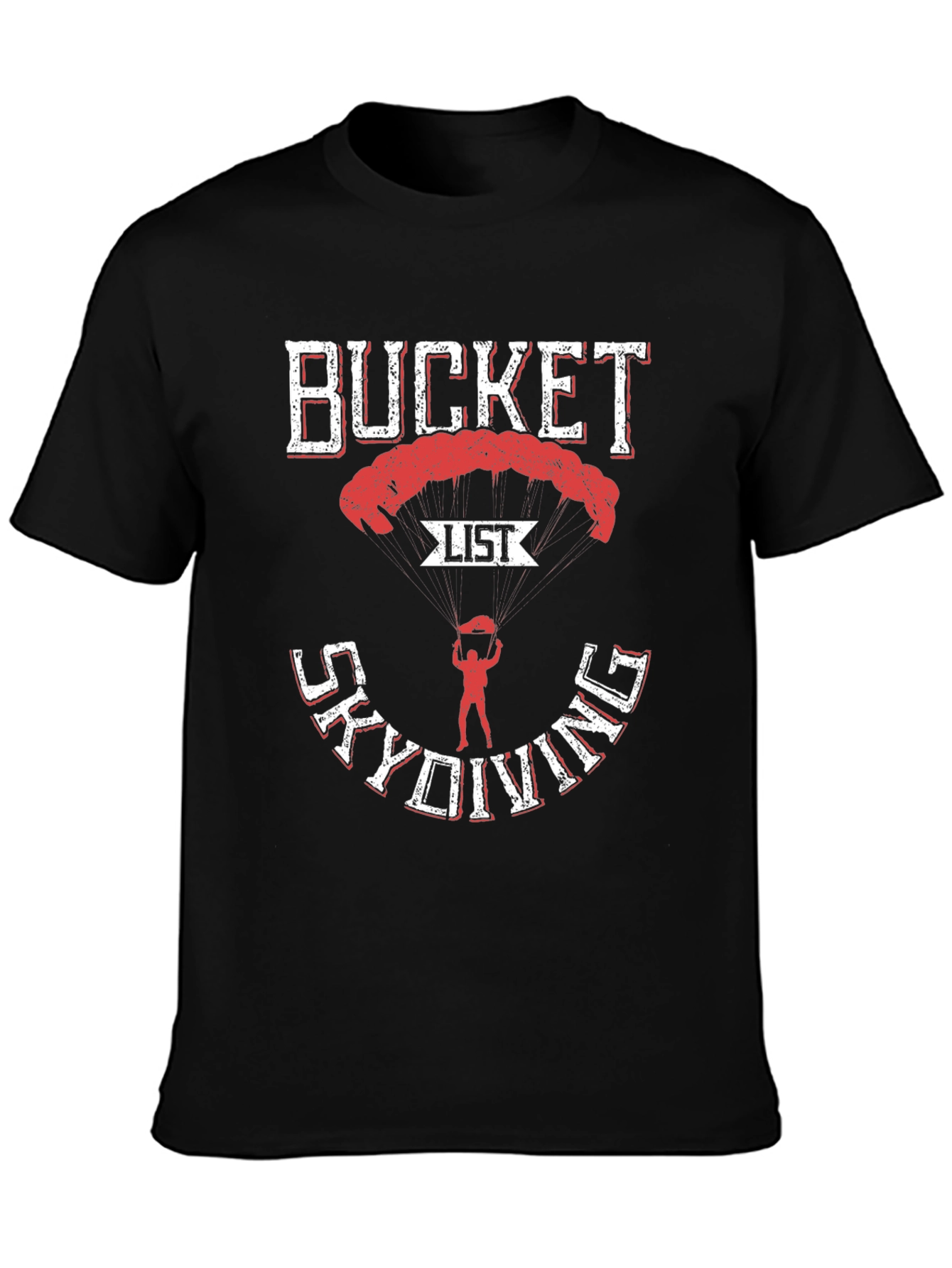 Bucket List Skydiving T-Shirt - Black Cotton Tee