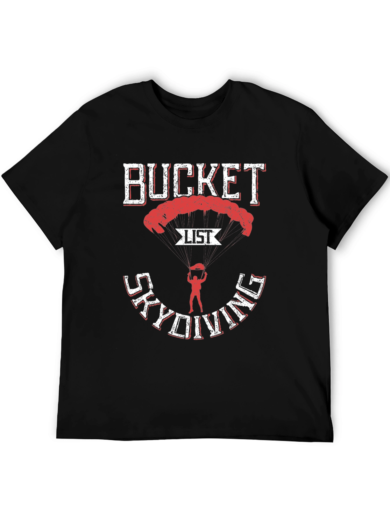 Bucket List Skydiving T-Shirt - Black Cotton Tee