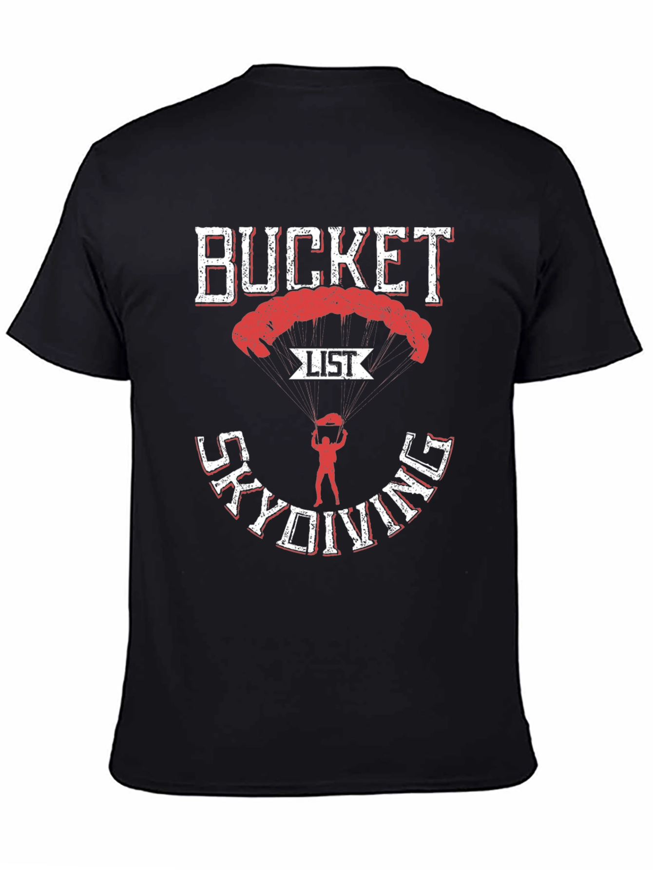 Bucket List Skydiving T-Shirt - Black Cotton Tee