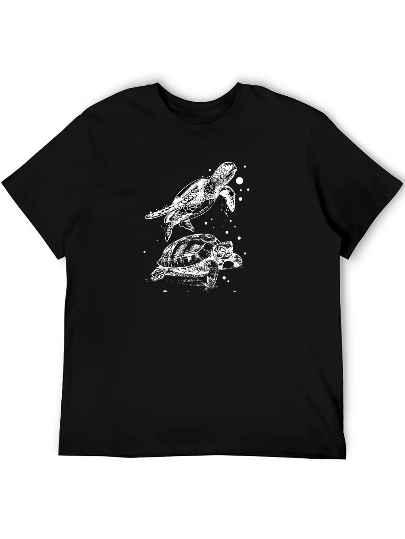 Turtle Graphic Print Black T-Shirt