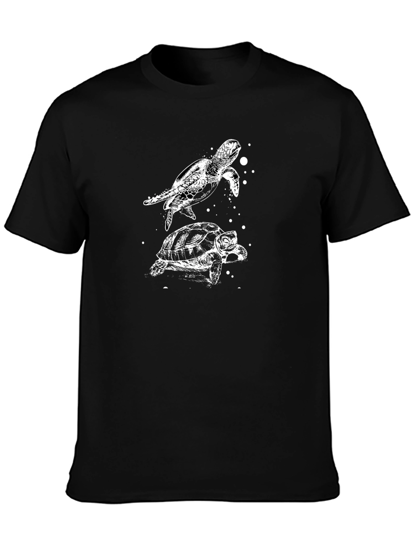 Turtle Graphic Print Black T-Shirt