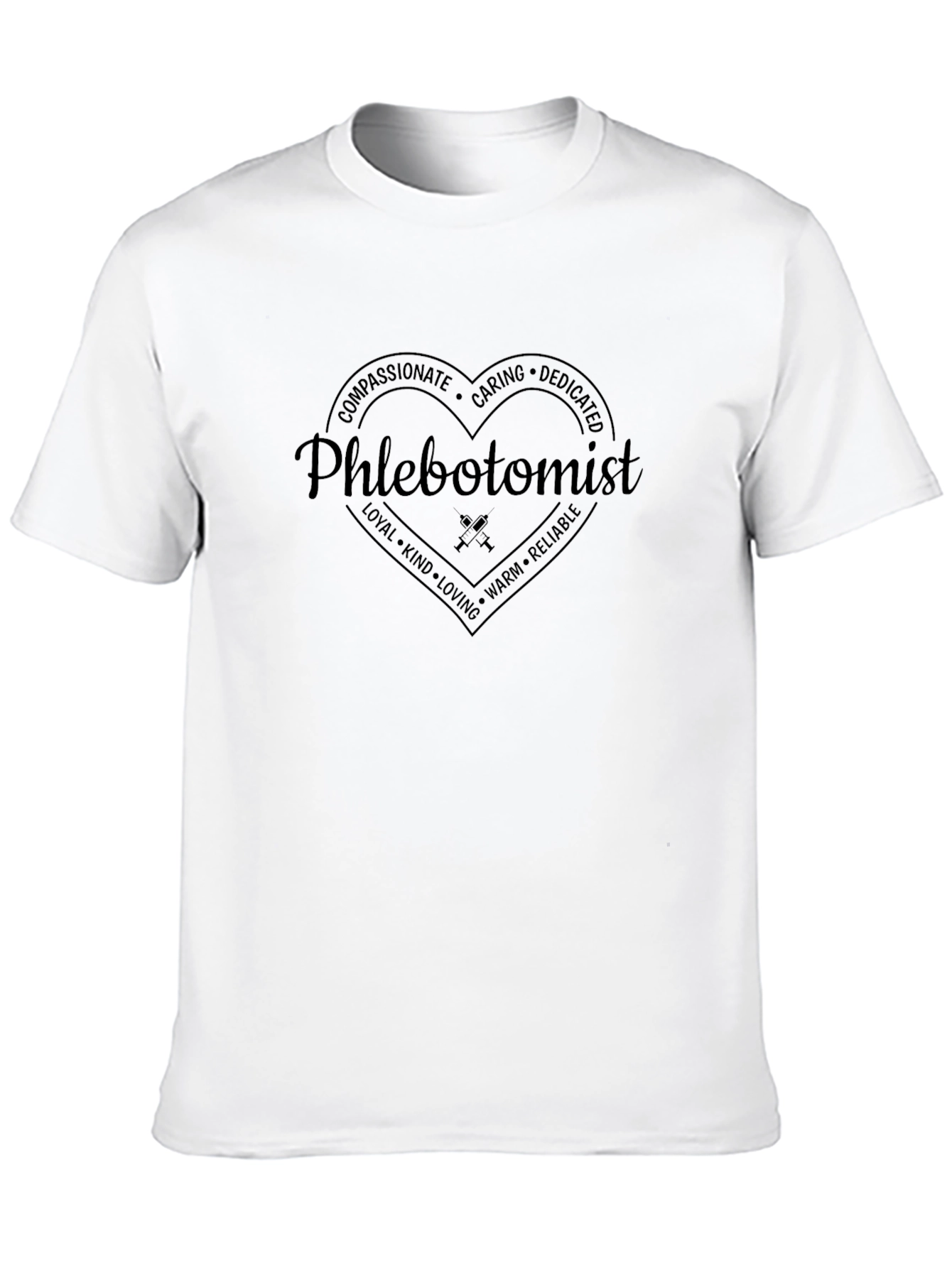 Phlebotomist Heart Graphic Tee - Compassionate & Caring