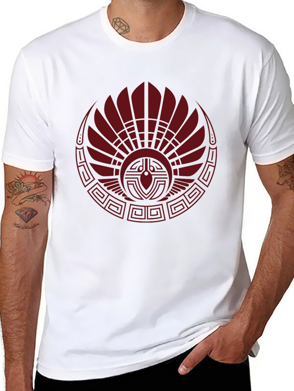Graphic Tee - Tribal Red Feather Design