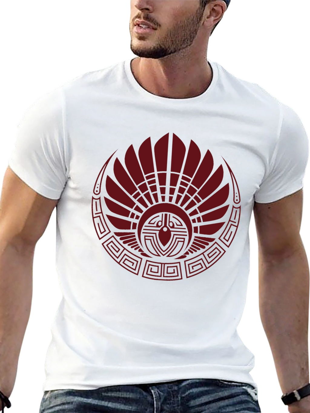 Graphic Tee - Tribal Red Feather Design