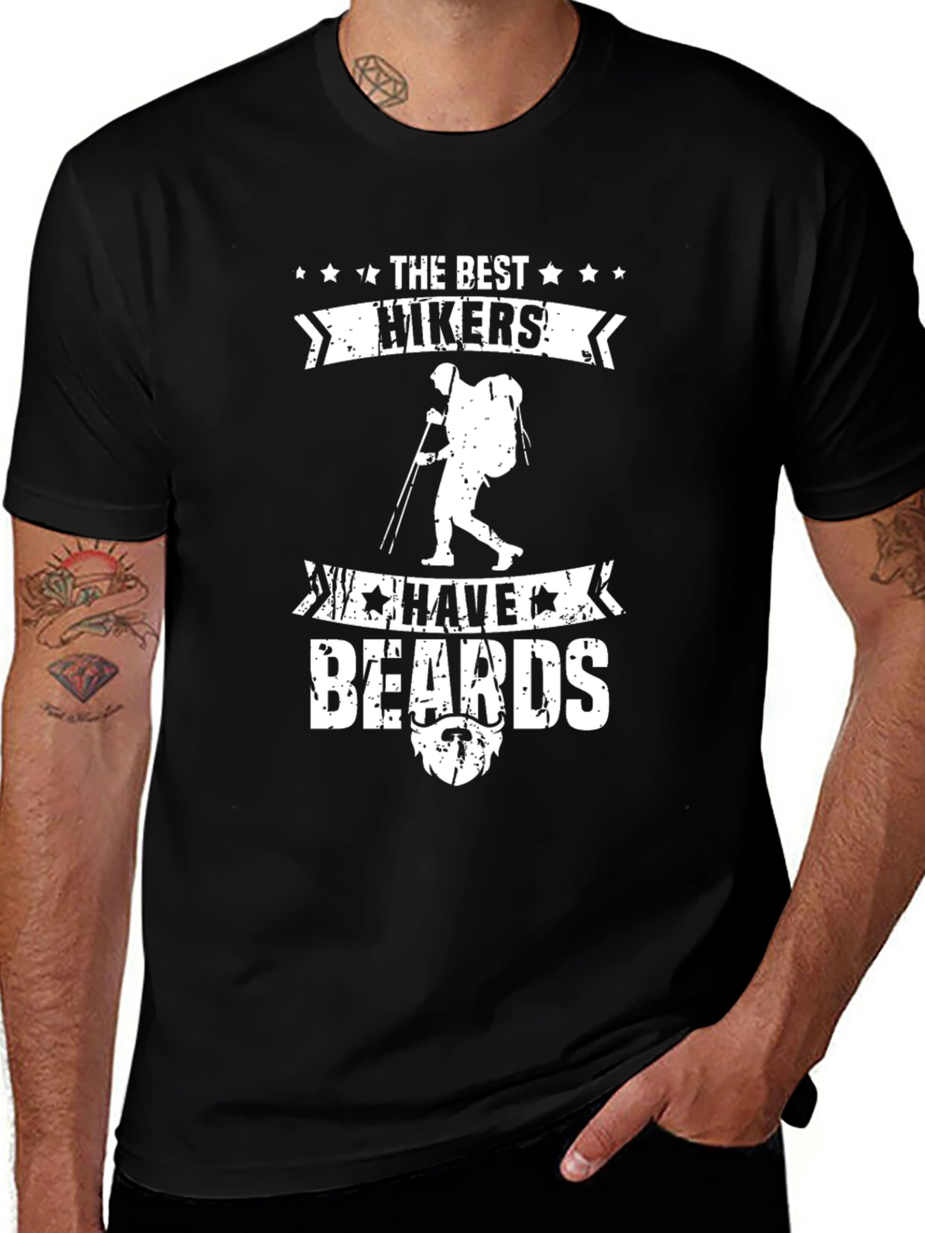The Best Hikers Have Beards Graphic Tee - Black Cotton
