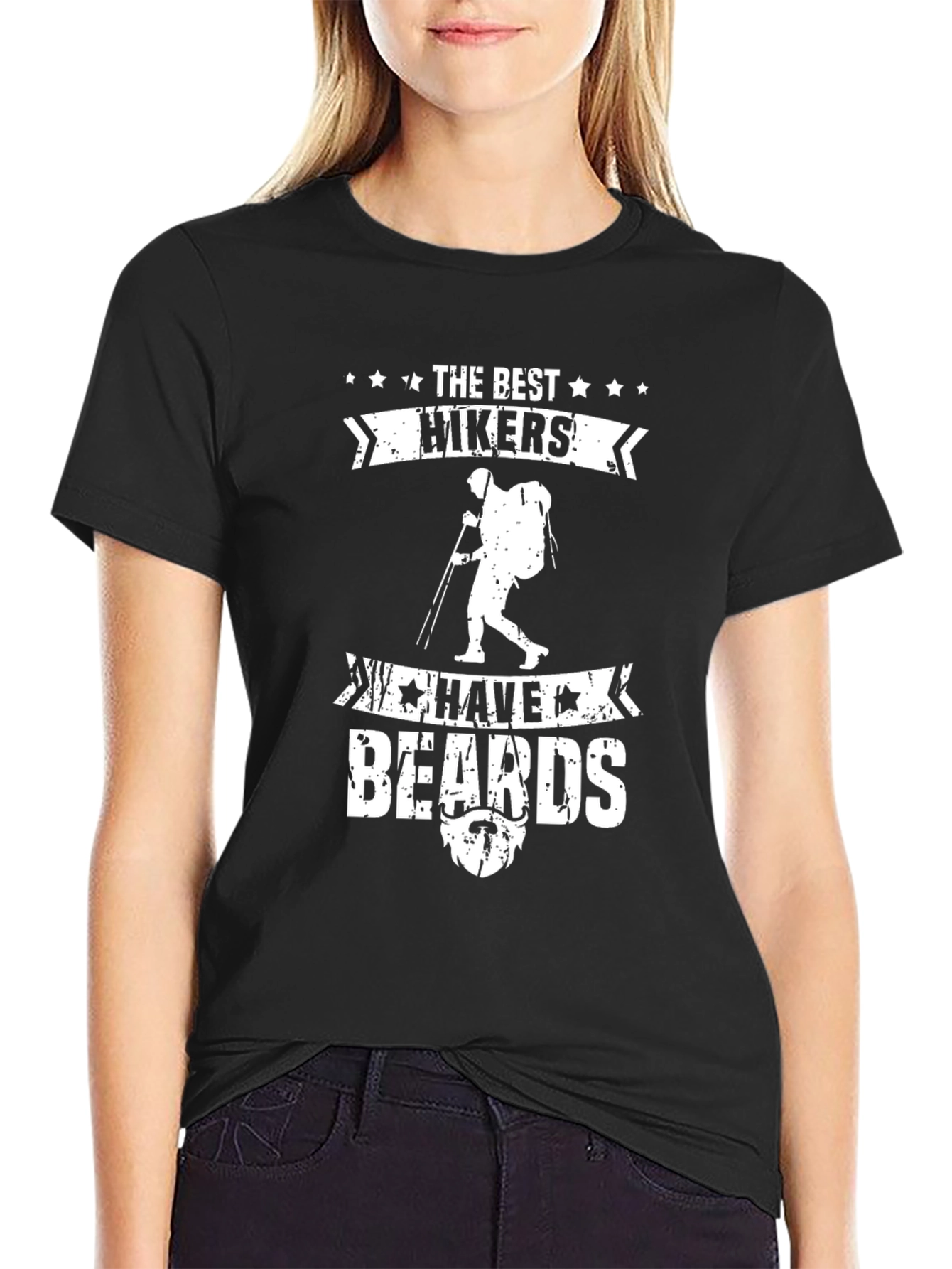 The Best Hikers Have Beards Graphic Tee - Black Cotton