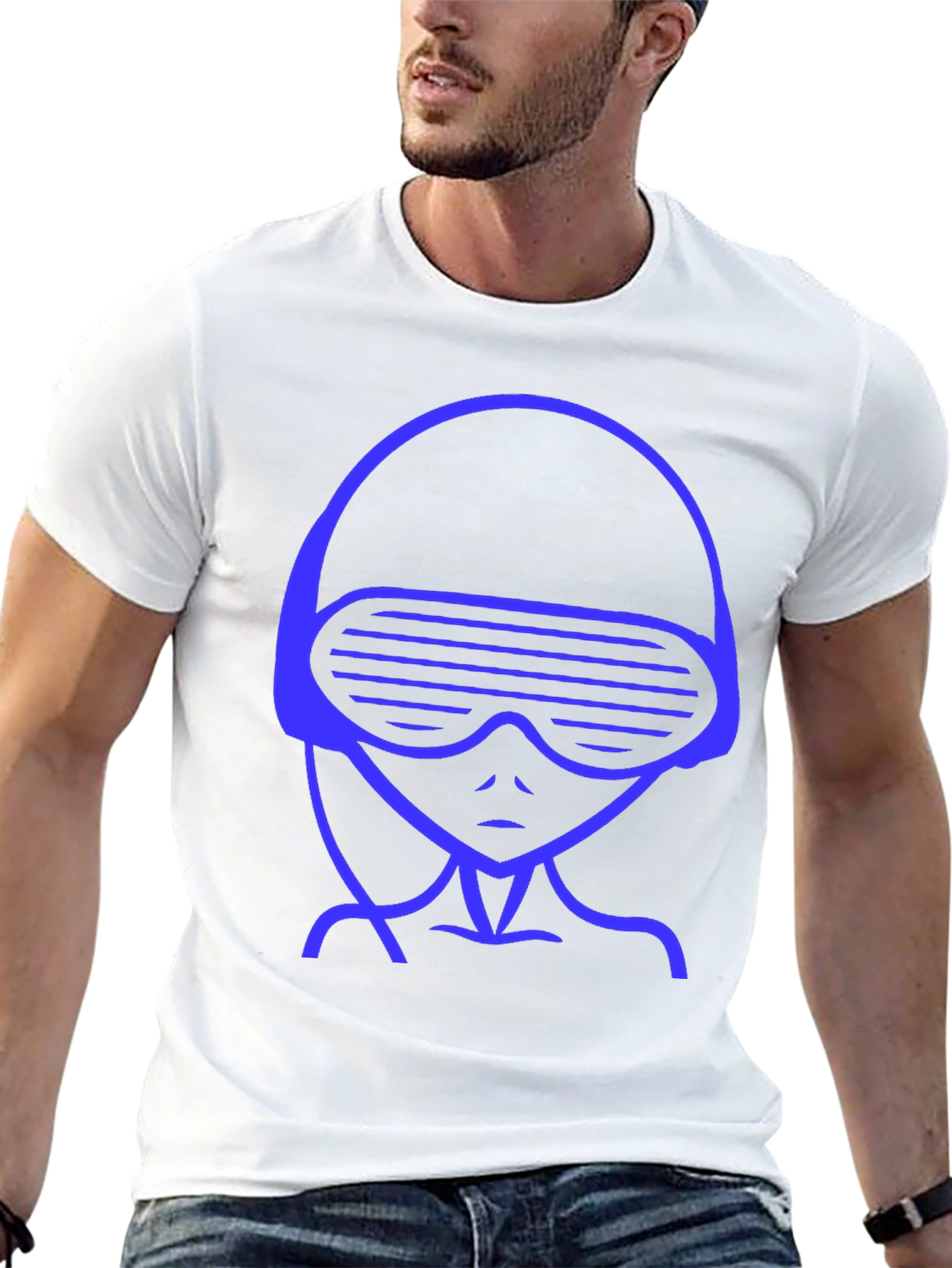 Retro Alien Graphic Tee - Black Crewneck T-Shirt
