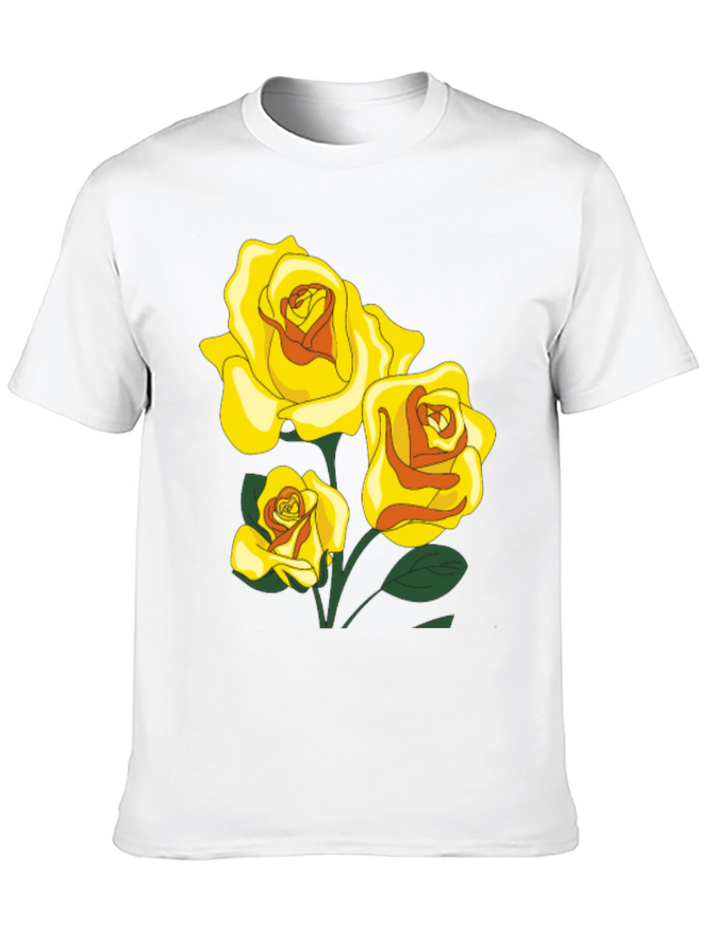 Black T-Shirt with Yellow Roses Graphic