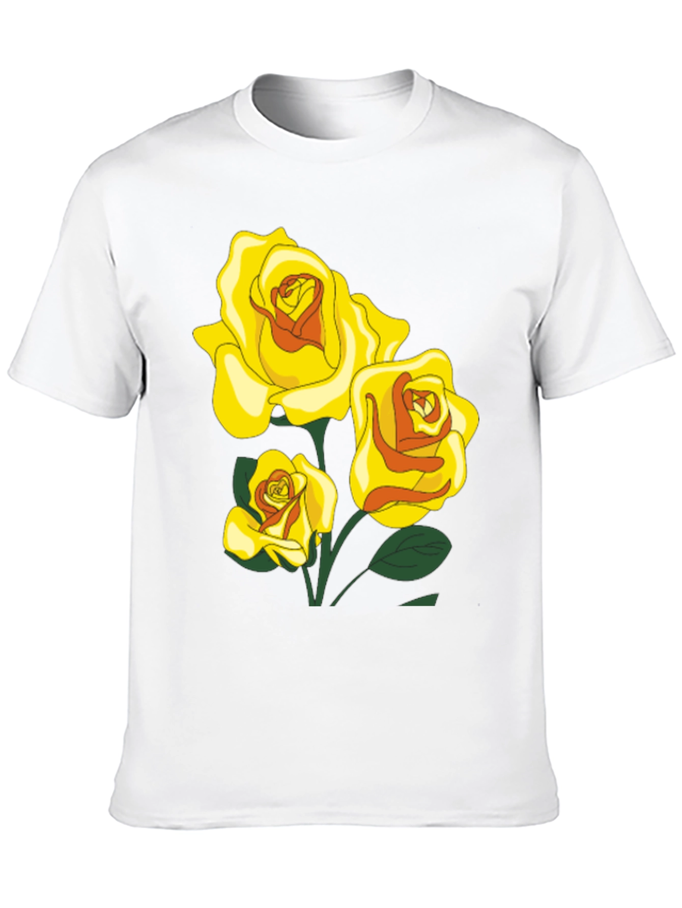 Black T-Shirt with Yellow Roses Graphic