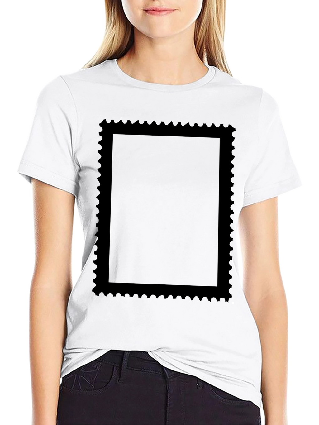 Black Graphic Tee with Stamp Style Design