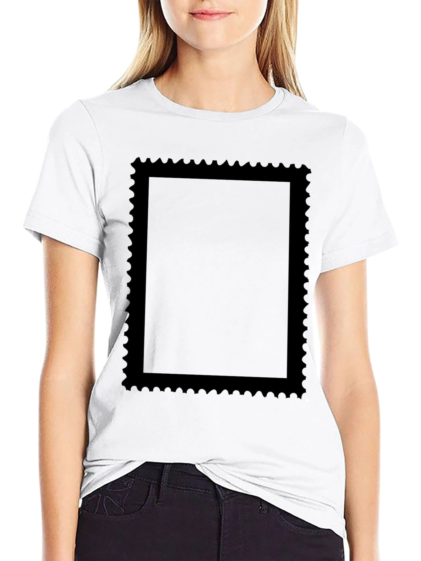Black Graphic Tee with Stamp Style Design