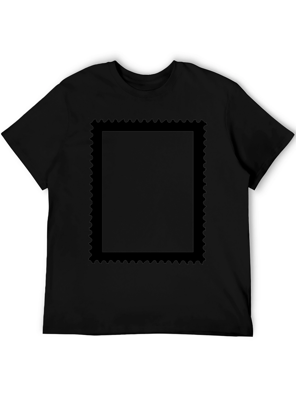Black Graphic Tee with Stamp Style Design